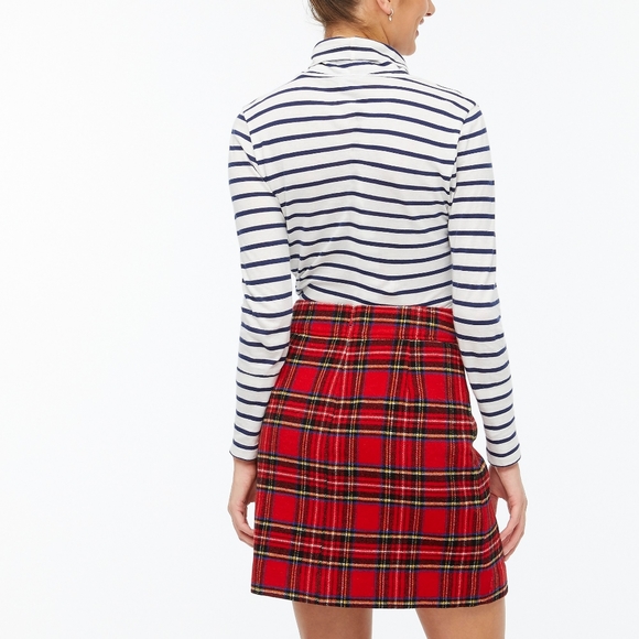 New! J. Crew sz 4 Wool-blend A-line red tartan mini skirt NWT - Picture 5 of 13